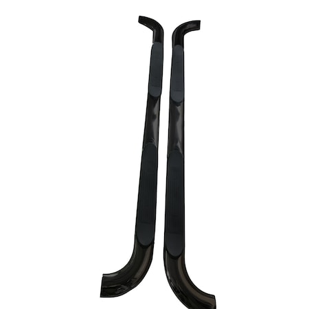 Trailfx With Step Pads, 4" Oval Straight, Powder Coated, Black, Steel, Without End Caps A1551B